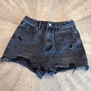 SHEIN Woman’s Black Ripped Jean Shorts